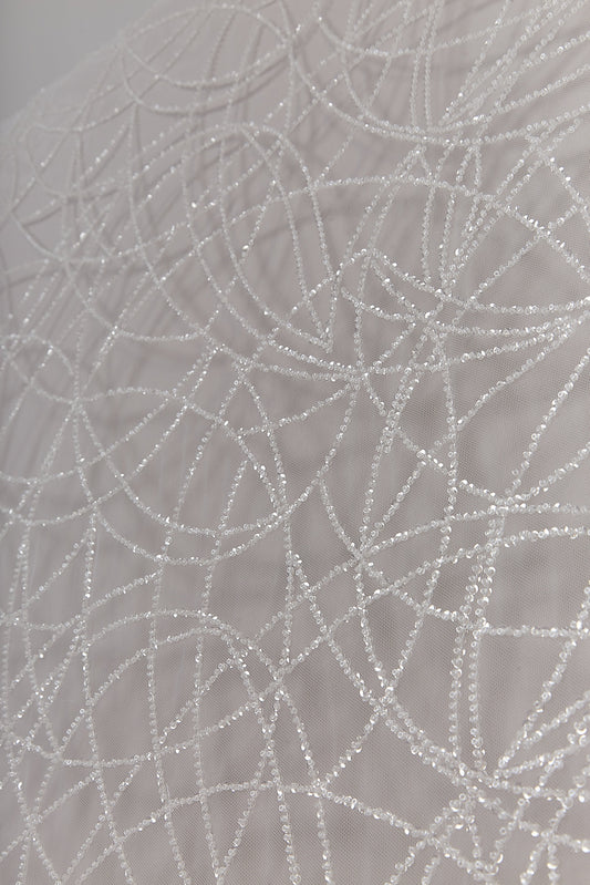S0646 Tul bordado con mostacillas off white