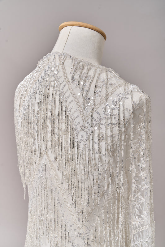 S0676 TUL BORDADO CON LUREX, CANUTILLOS Y LENTEJUELAS SILVER