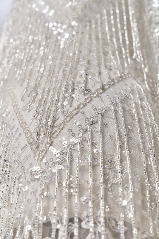 S0676 TUL BORDADO CON LUREX, CANUTILLOS Y LENTEJUELAS SILVER