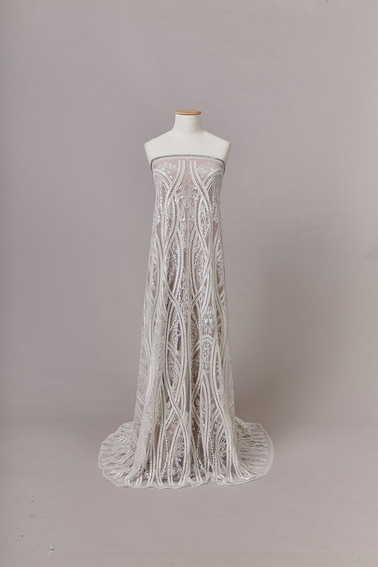 S0632  Tul bordado con lentejuelas y mostacillas